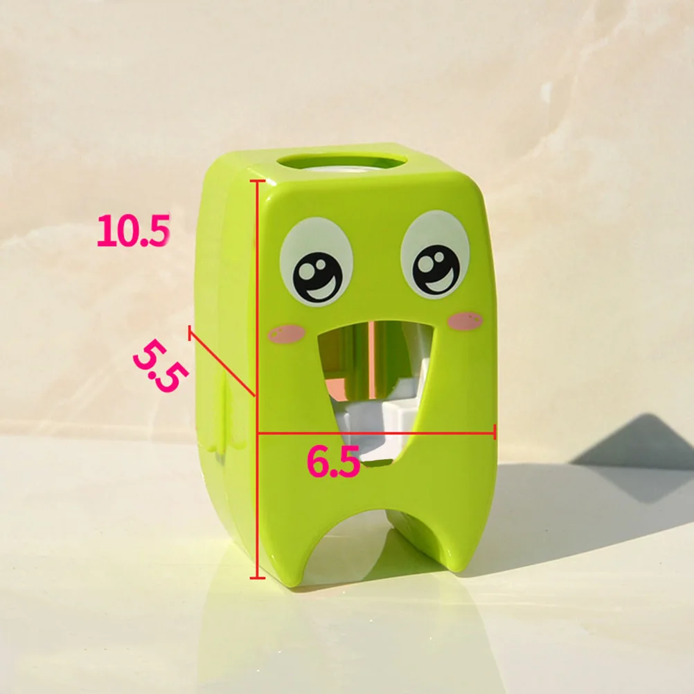 High Quality Wall Mounted Automatic Dustproof Toothpaste Dispenser Cartoon Hands Free Toothpaste Squeezer Green Pattern