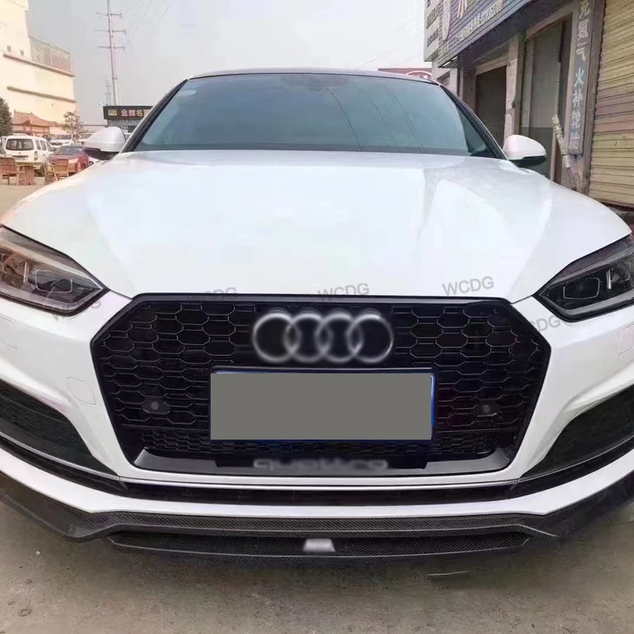 Labio delantero de fibra de carbono para A5 S5 B9 2017-2020, doble capa, divisor de labio de parachoques delantero, alerón, kit de carrocería de coche