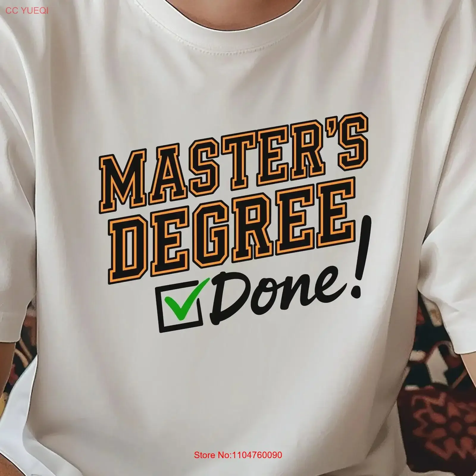 Camiseta de Graduación de Maestría, Estilo Vintage Lavado, Diseño Gráfico, Transpirable, Ligeramente Versátil