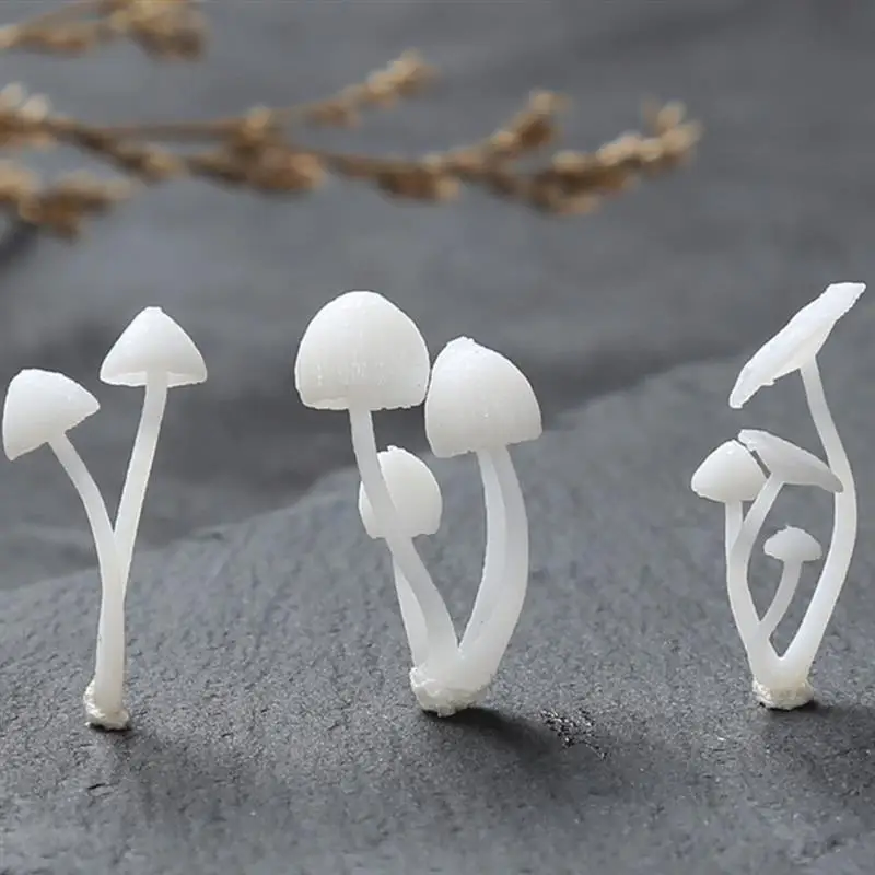 9 Pcs Stuffing Mini Mushroom Decoration Micro Landscape Ornament Miniature Model Epoxy Resin Design Craft