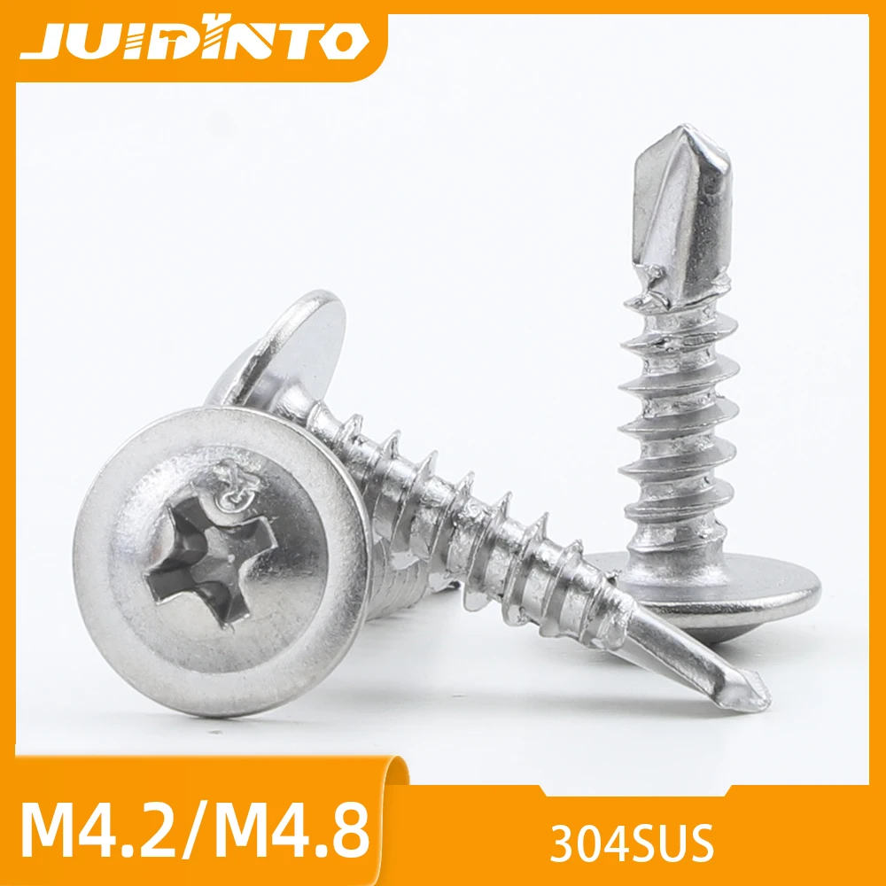 30pcs/bag 304 Stainless Steel Phillips Modified Truss Head Sheet Metal Self Drilling Screws Cross Washer Head Screws M4.2 M4.8