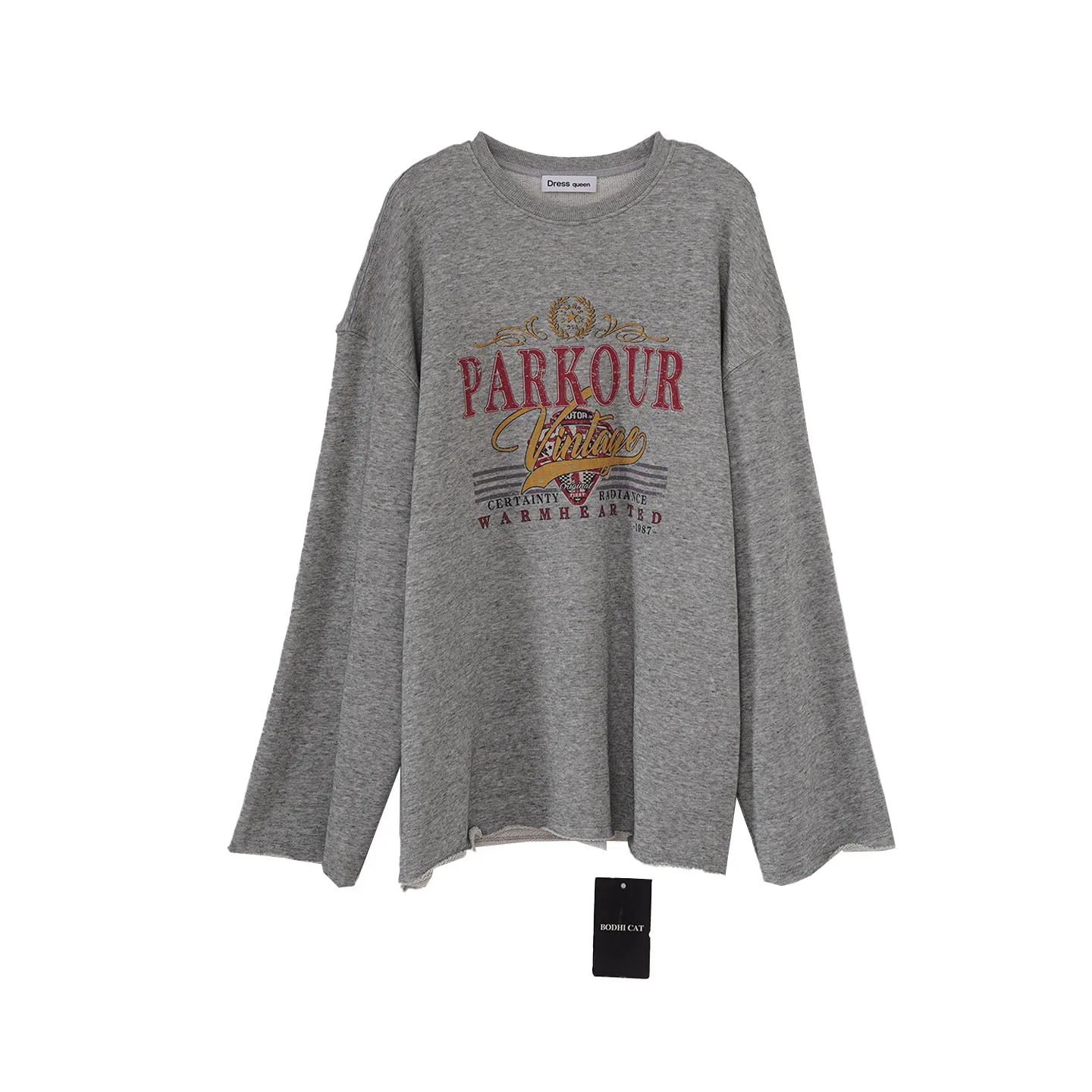 

Bodhl Early Spring 2026 Loose Fit American Retro Letter Print T-irt Design Sensation Inner Fce Cotton Casual Wear