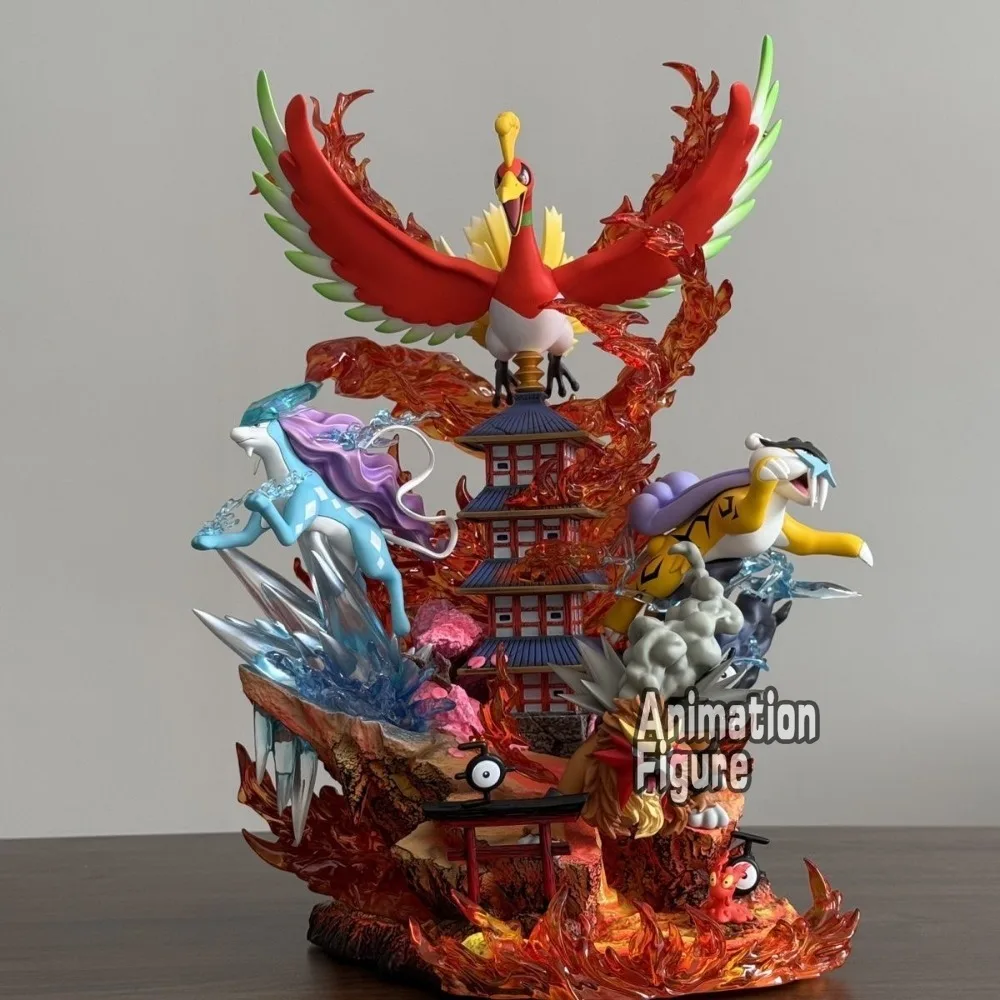 38Cm Anime Pokemon Figuur Raikou/Suicune/Entei/Ho-Oh Actiefiguren Pvc Collection Model Speelgoed voor kinderen Geschenken