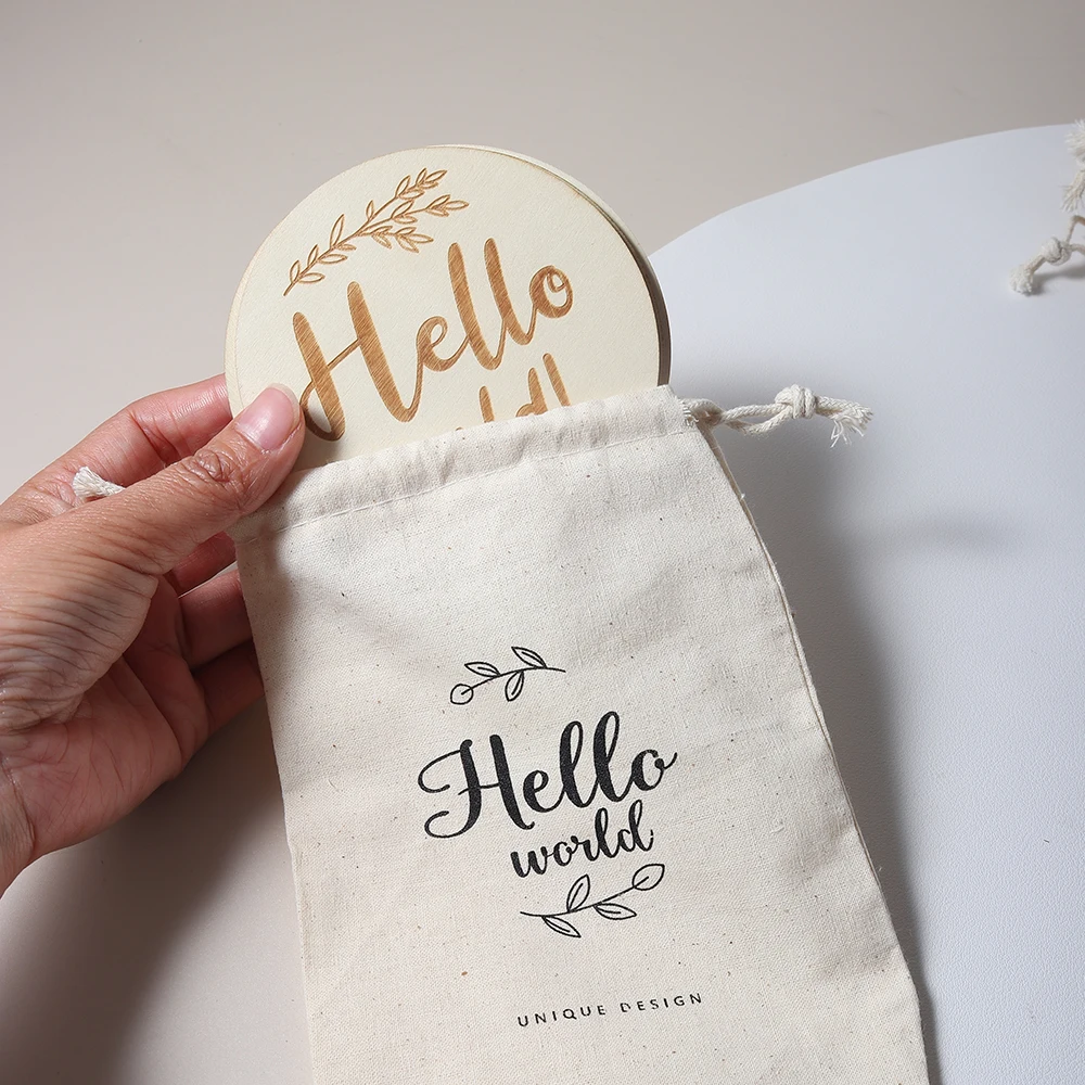 cotton drawstring gift package pouch reusable home organize wedding party storage bag milestone hair brush