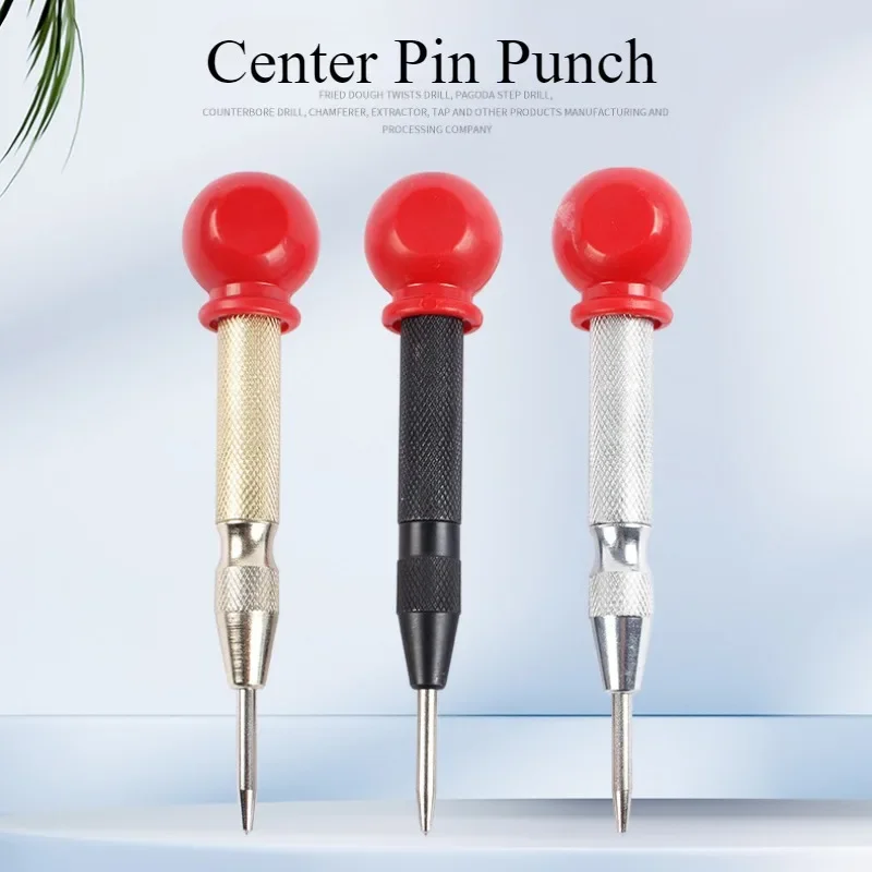 Automatic Center Pin Punch with Cap Woodworking Tools Spring Loaded Marking Metal Drill Bits Wood Press Dent Marker Tool