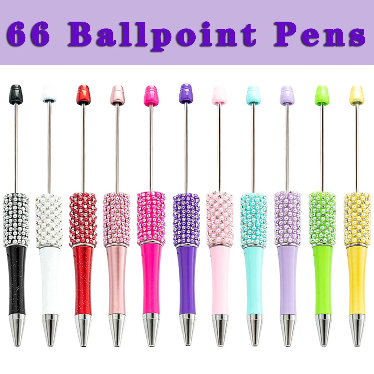 66Pcs DIY Diamond Beaded Diamond Beaded Pen Wholesale Creative  Diamond Beaded Ballpoint Pens Advertising Gift Pen