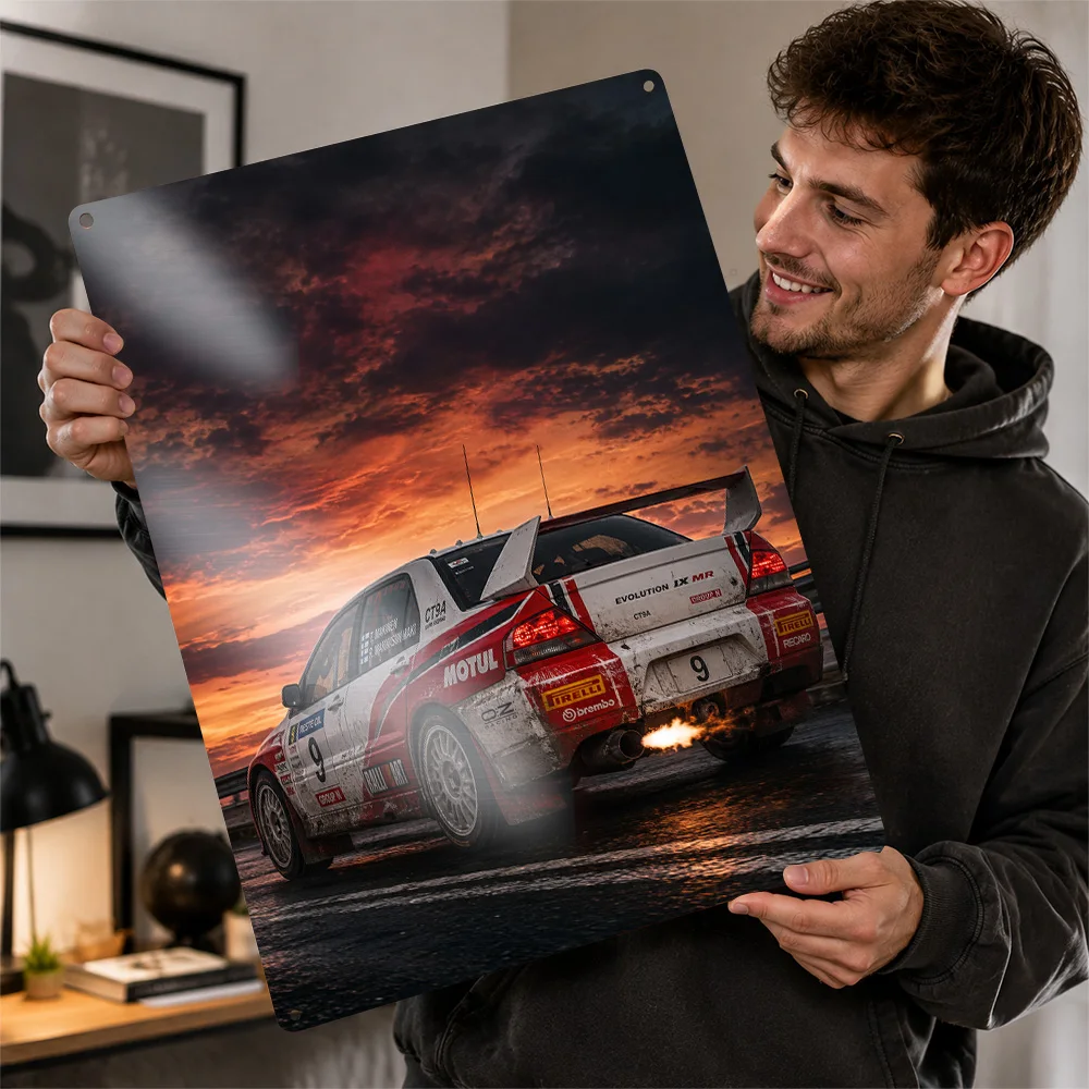 Japan Lancer Evolution IX MR Rally Sunset Rear Aluminum Poster Personalized Metal Sign Paddock Style Wall Art Ideal For Lounge