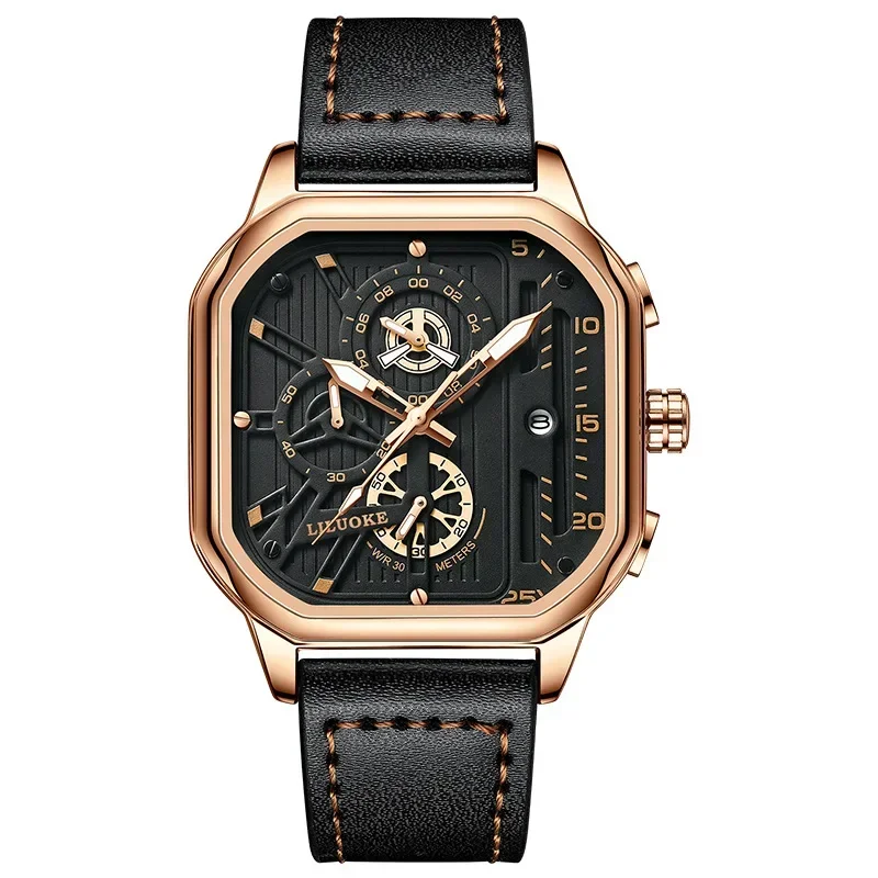 

NEWWatch мужские светящиеся водонепроницаемые часы мужские с ремнем высококачественные квадратные кварцевые часы
