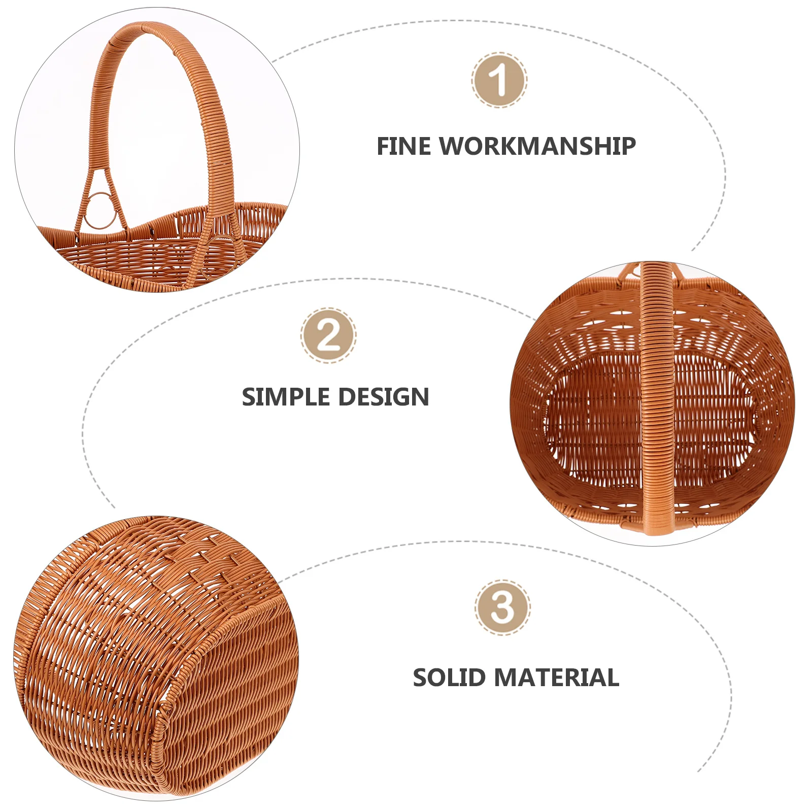 

Yuanbao Handwoven Picnic Basket Lightweight PP Material Spacious Picnic Fruit Vegetable Storage Basket with Handle for Camping