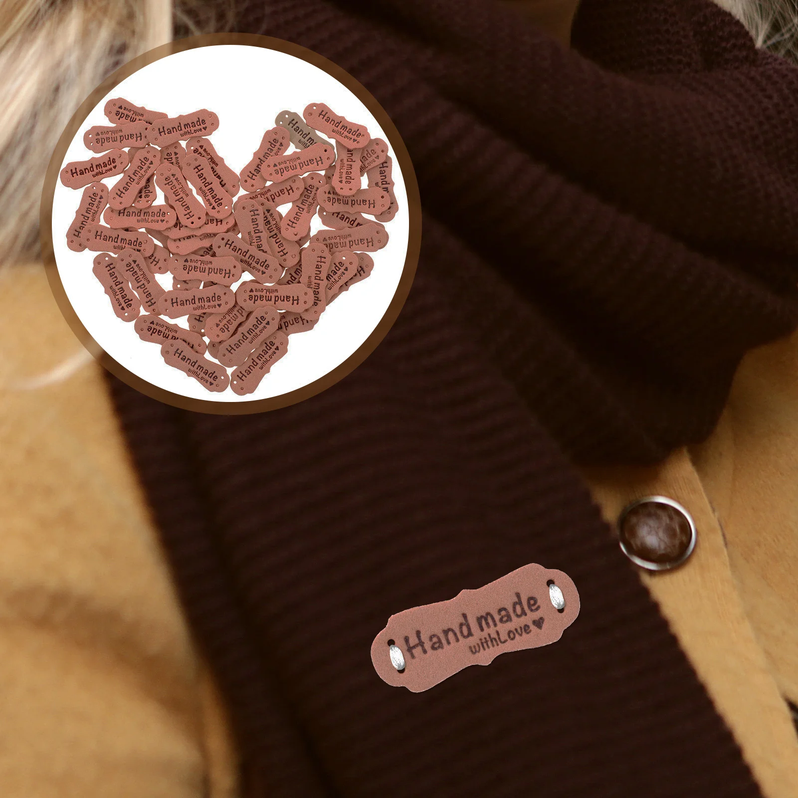 

50Pcs Embossed Handmade Tags Crochet Sewing Labels for Sweater Hat Personalized Crafts Handmade Tags Crochet Labels