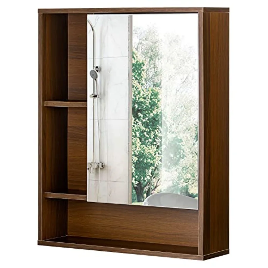 

Bathroom Wall Mirror Cabinet Medicine Cabinet with Single Door and Adjustable Shelf Over The Toilet Space Saver Storage Cabinet