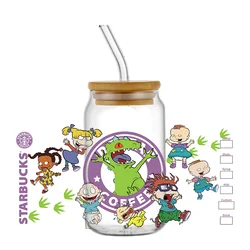 Bonito UV DTF Cup Wrap, Lavável Transferências Adesivos, Etiqueta personalizada da caneca DIY, Mixed Lovely Cartoon, 16oz, Óculos Libbey