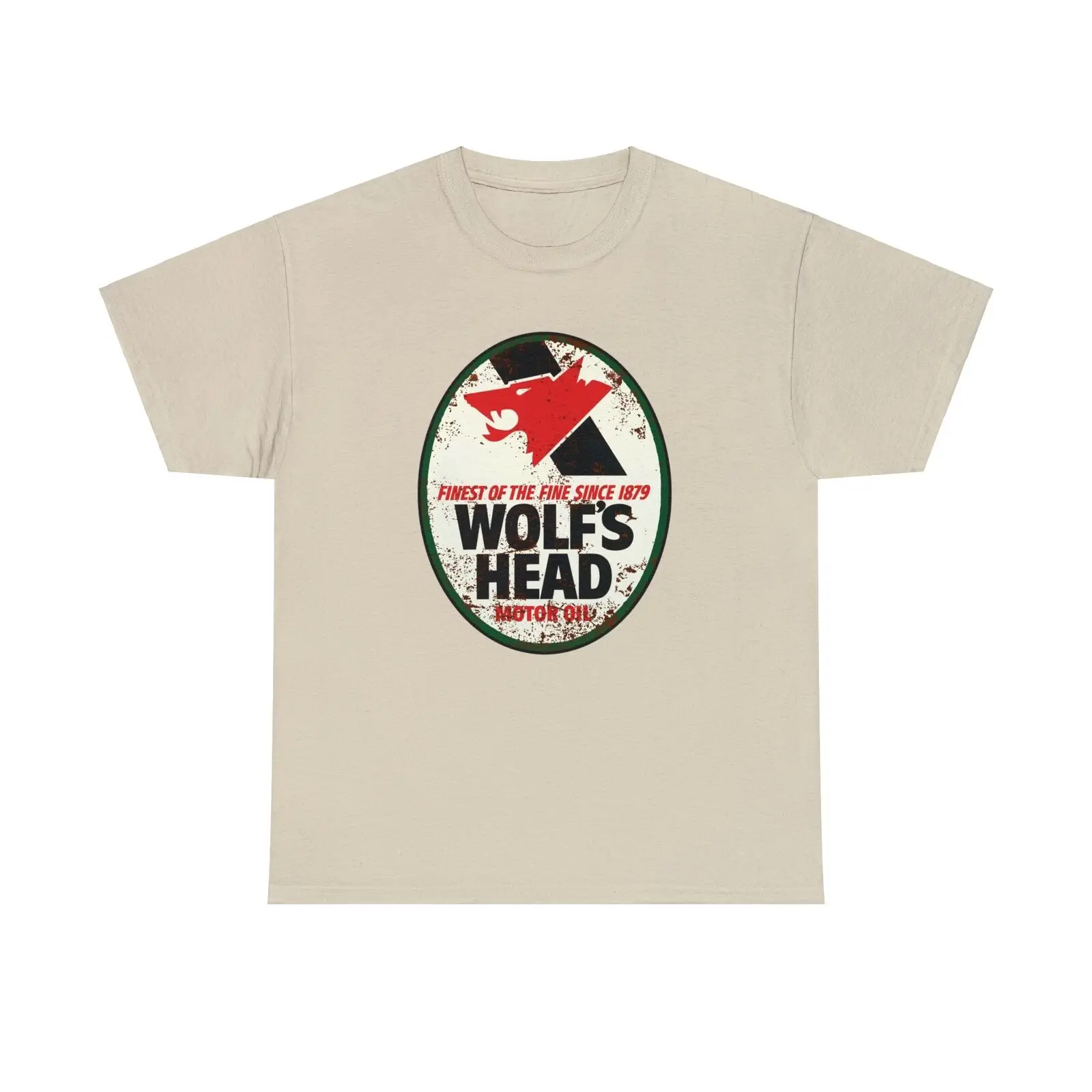 Rustic Retro Wolf's Head Motor Oil T-shirt Vintage Sign Logo T Shirt Car