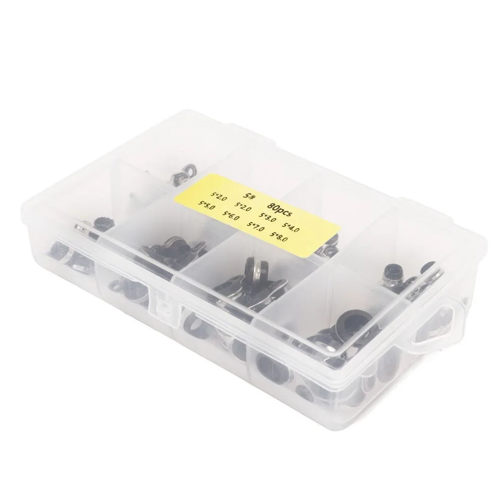 Kit de 80 anneaux de guidage pour canne à pêche en acier inoxydable avec insert en céramique, 8 tailles différentes, kit de réparation pour canne à pêche