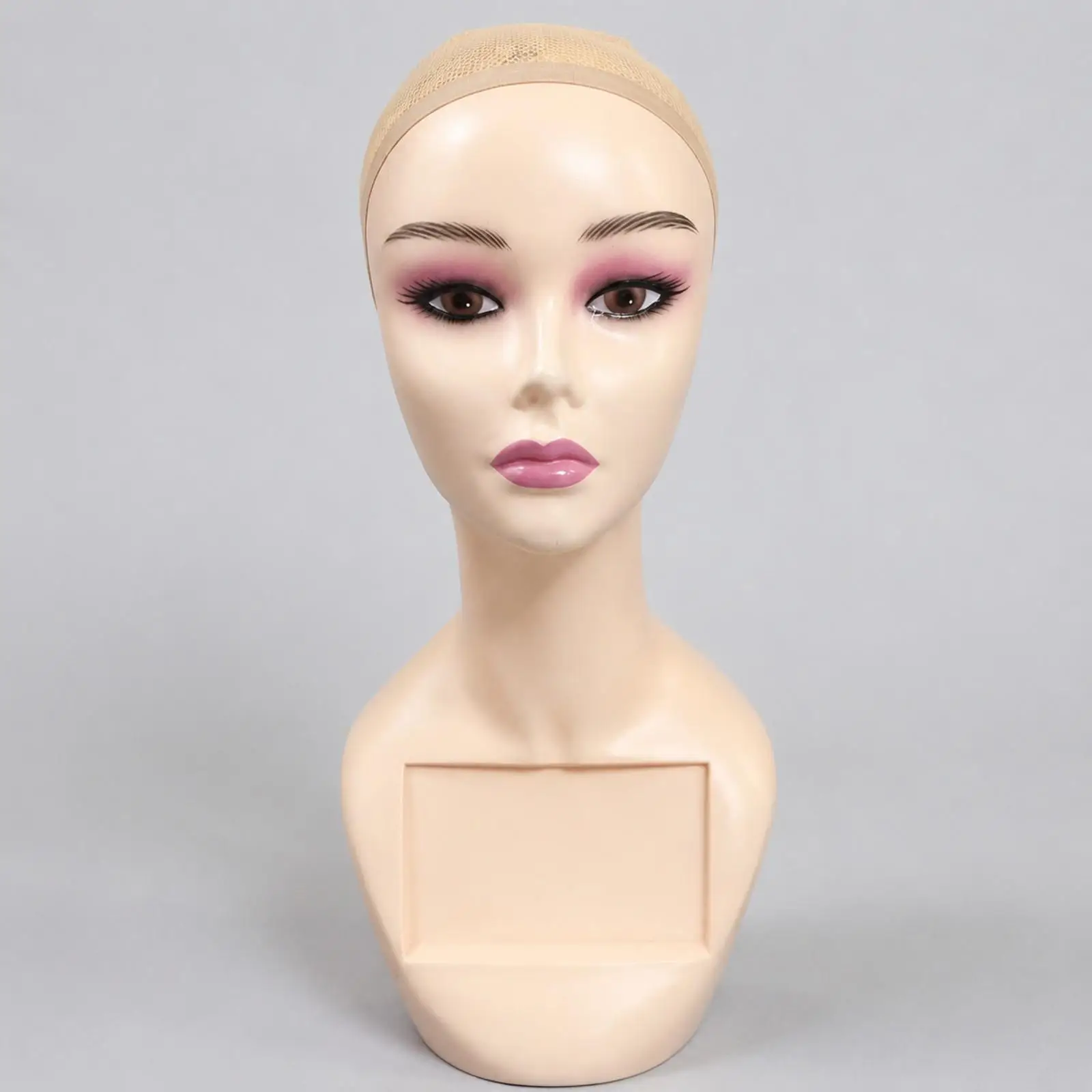 Display Mannequin Head Female Bust Form for Wig Hat Scarf Necklace Showcase Stand PP Material