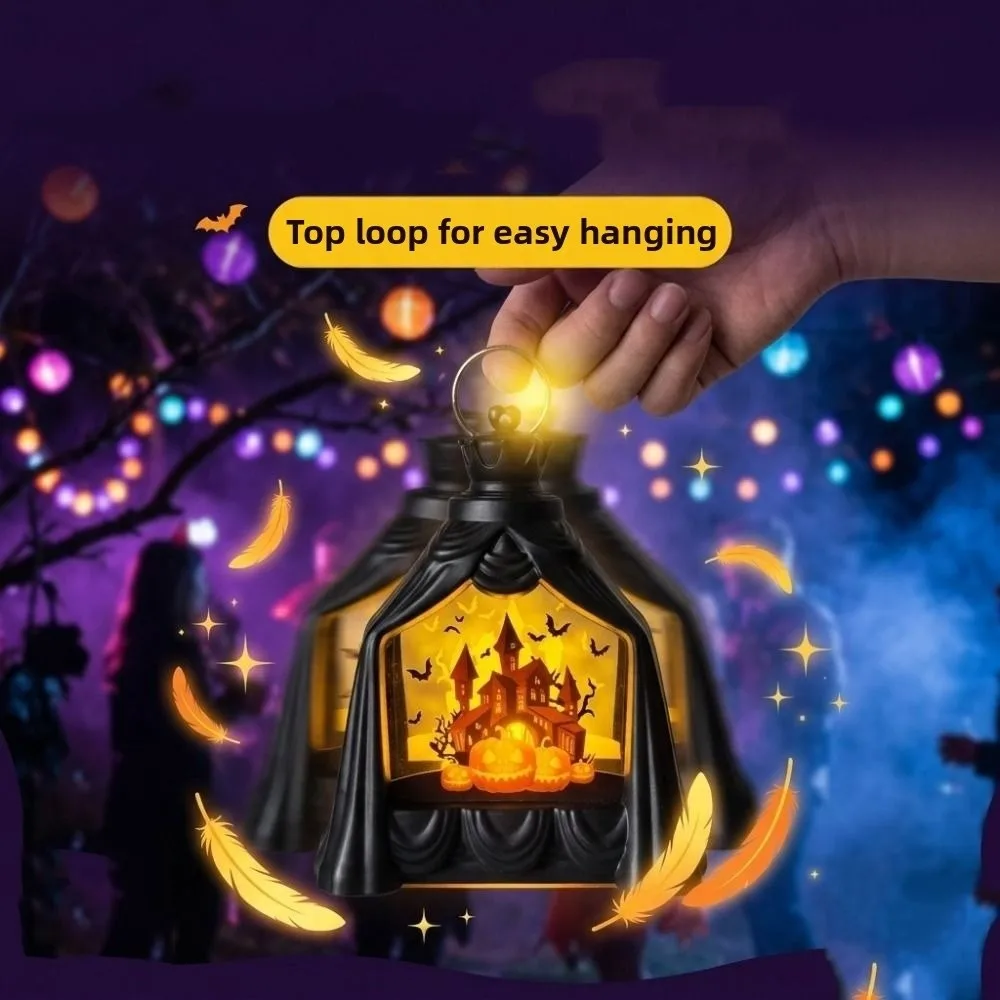 Vintage Halloween Pumpkin Ghost Lamp Battery Powered Decorative Pumpkin LED Light Plastic Portable Halloween Night Light