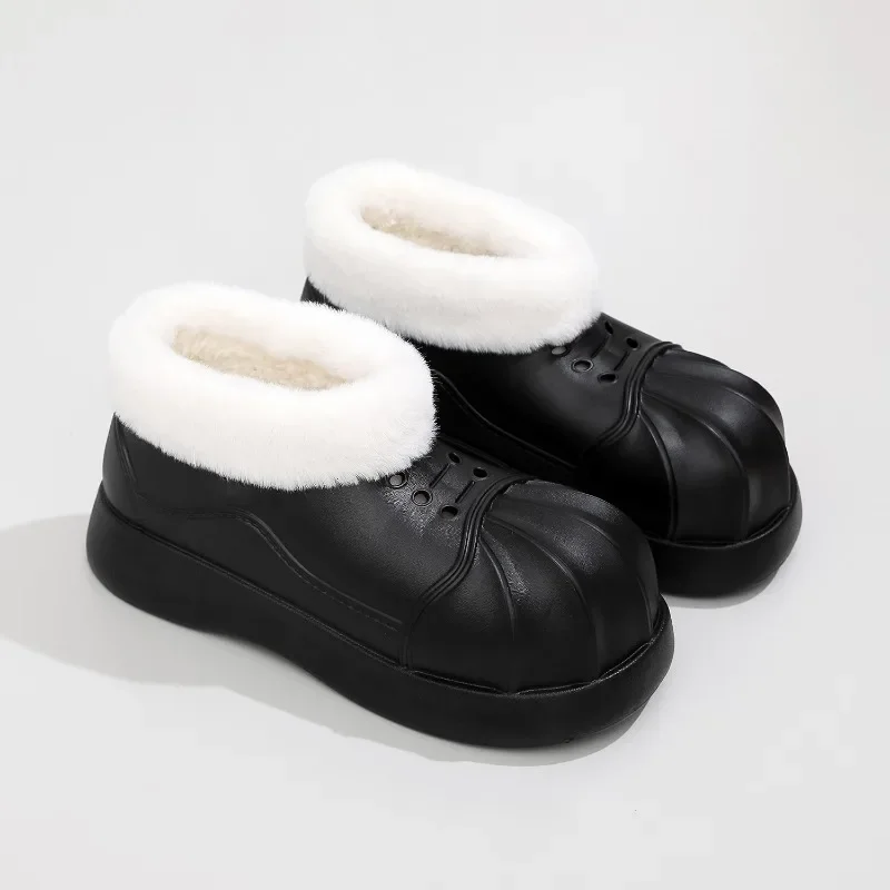 Botas de nieve cálidas para mujer, botines impermeables de piel, antideslizantes, zapatos de algodón de Color caramelo, invierno, novedad de 2023