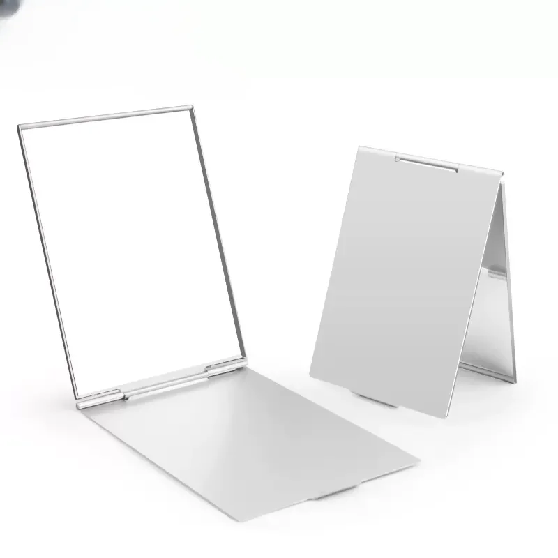 

Aluminum Folding Mirror Mini Portable Makeup Mirror Hand Standing Small Mirror Vanity Foldable Compact Pocket Cosmetics Tools