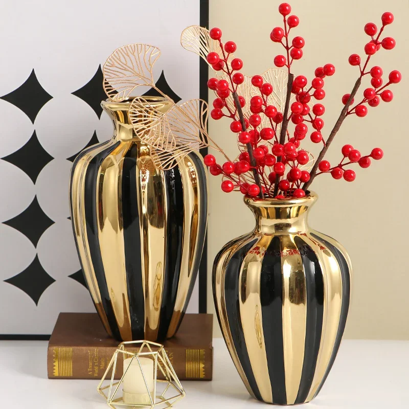 Luxury Ceramic Jar Vase Creative Flower Arrangement Tabletop Decor For Home Living Room Dining Room Art Craft Housewarming Gift