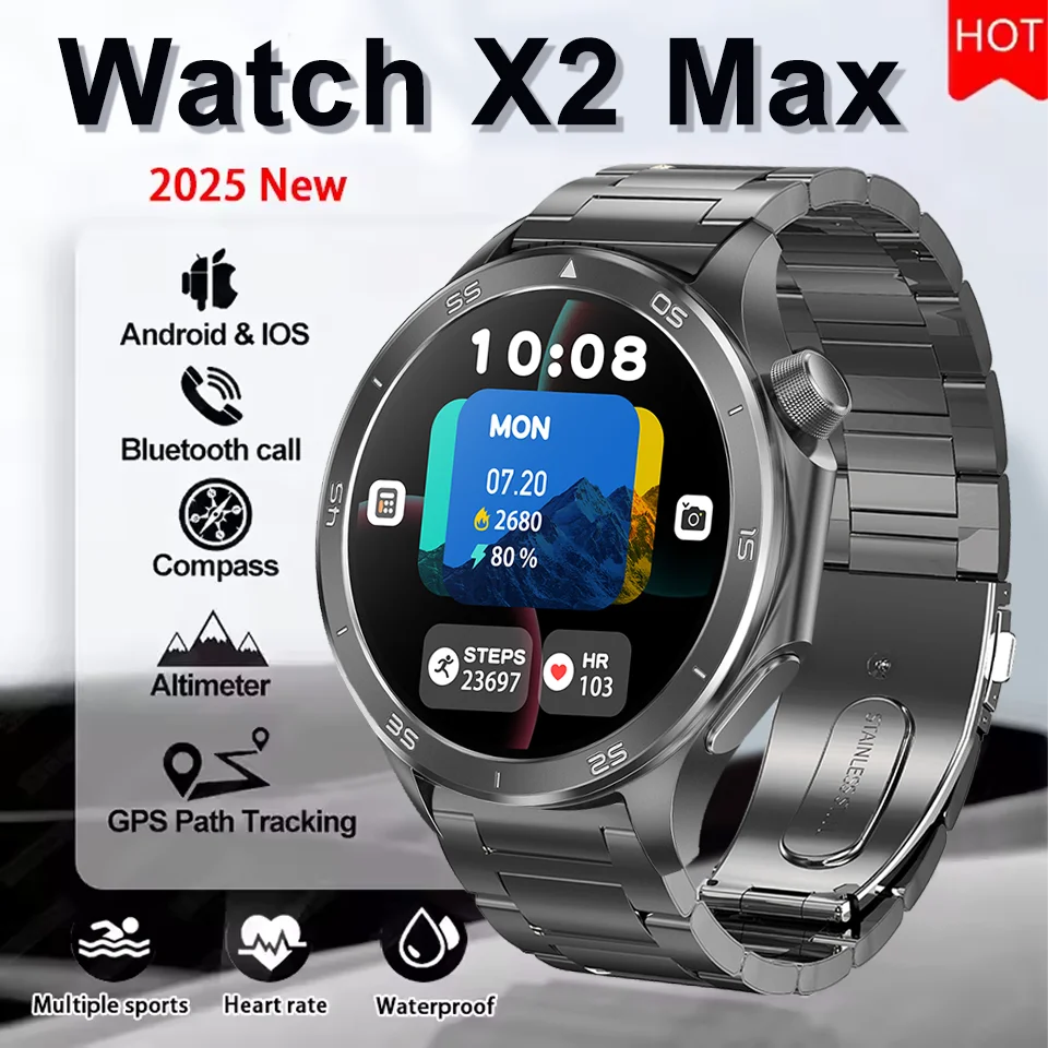 

2025 New Watch X2 High-End Business Watch Men GPS NFC Video Playback Smart Watch Sports Fitness Waterproof Smart Watch Android