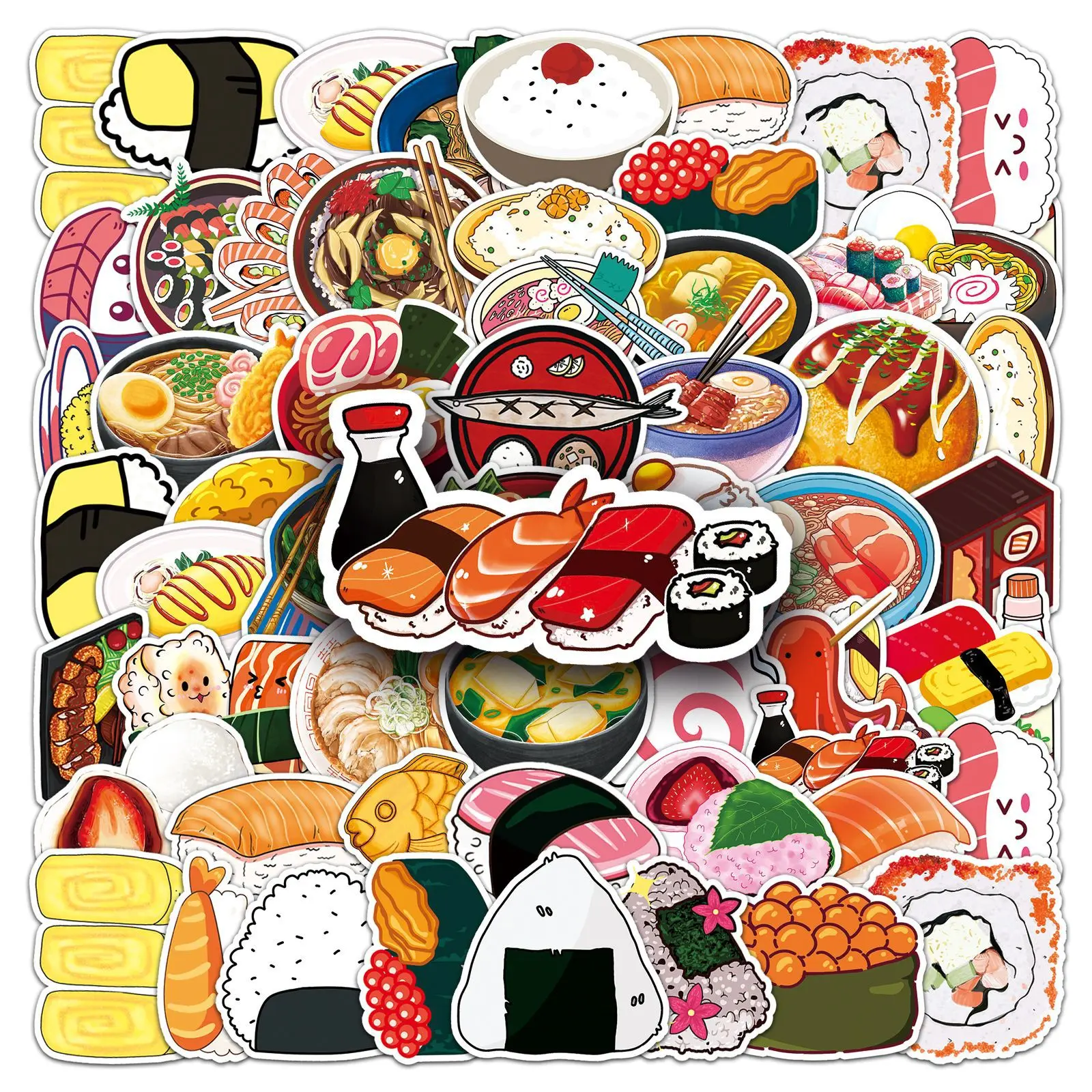 10/30/50 Stück Japanische Lebensmittel-Graffiti Niedliche Cartoon-Sushi-Lamian-Nudeln DIY Handy-Gepäck-Gitarren-Auto-Cartoon-Graffiti-Aufkleber Geschenke