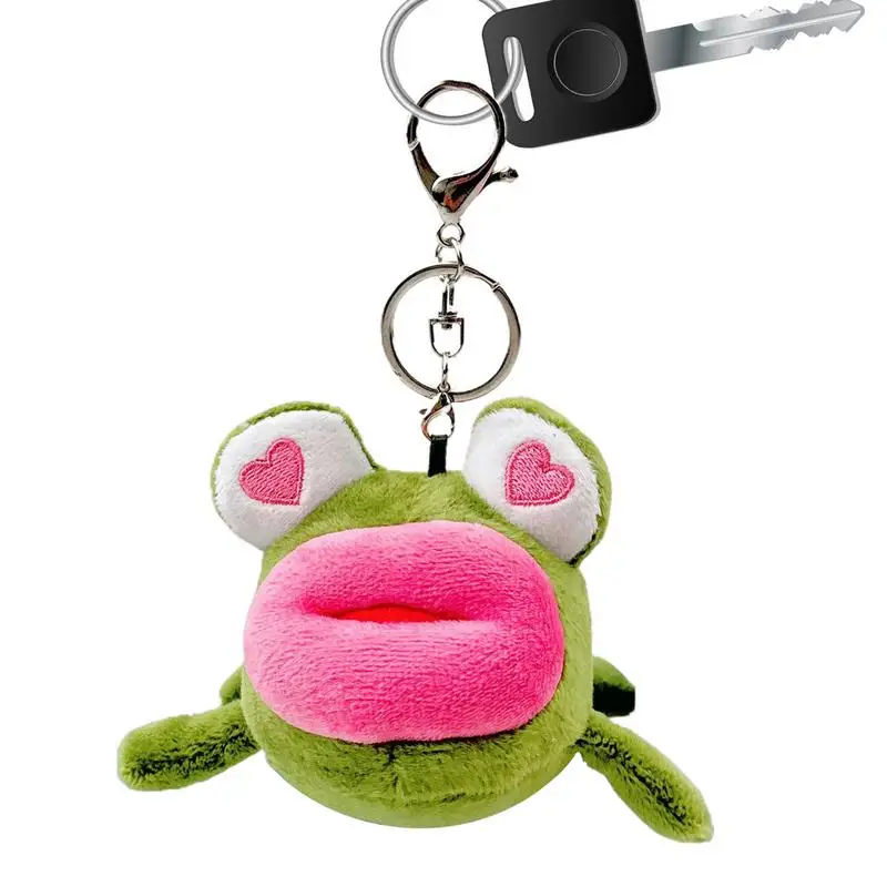 Pendentif de sac animal en peluche, porte-clés grenouille, grande bouche, expression amusante, nouveauté, ornements de sac