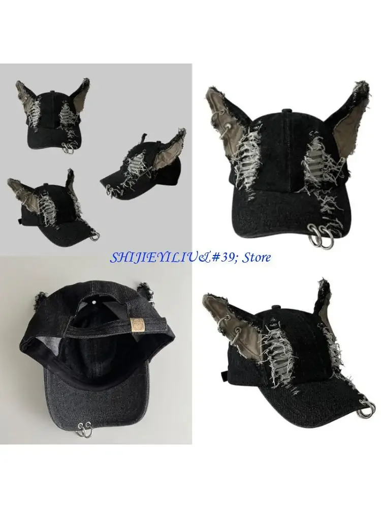 

E21F Distressed Dog Ear Baseball Hat 2000s Vintage Baseball Hat Dancing Party Hat