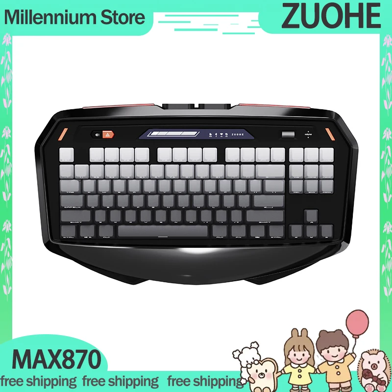 Zuohe Max870 Mechanical Keyboard 3mode Esports Gaming Keyboard Rgb Sports Car Side Carved Keycaps Custom Computer Accessory Gift