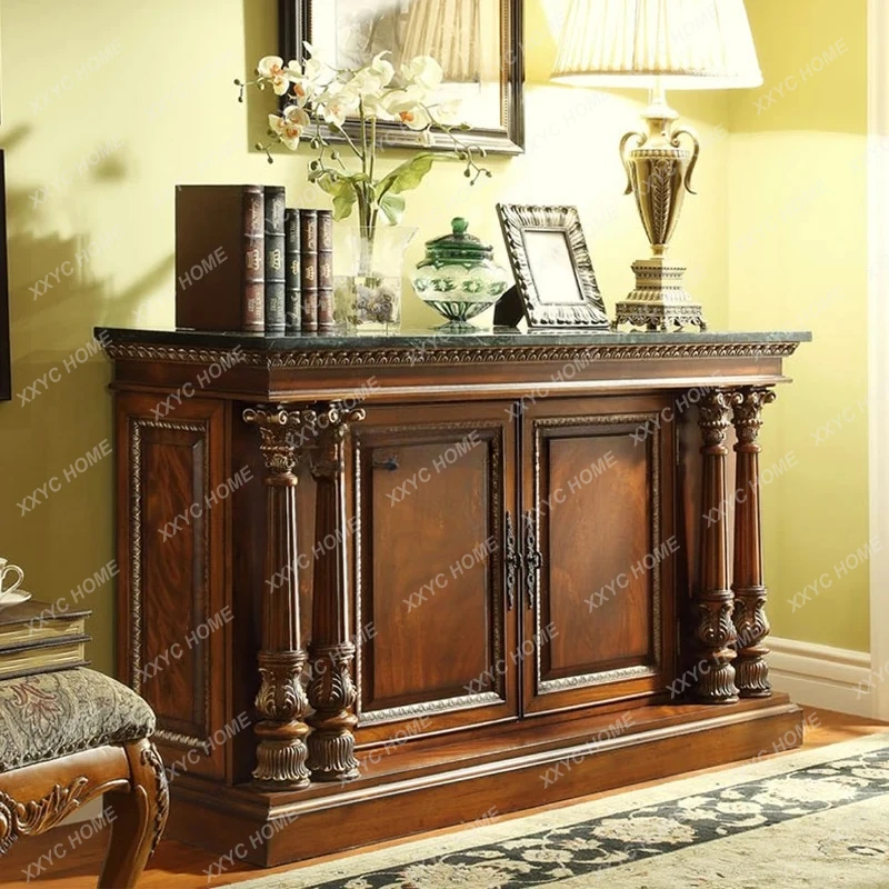 

L marble entrance cabinet Villa Roman column foyer aisle storage cabinet against the wall entrance table