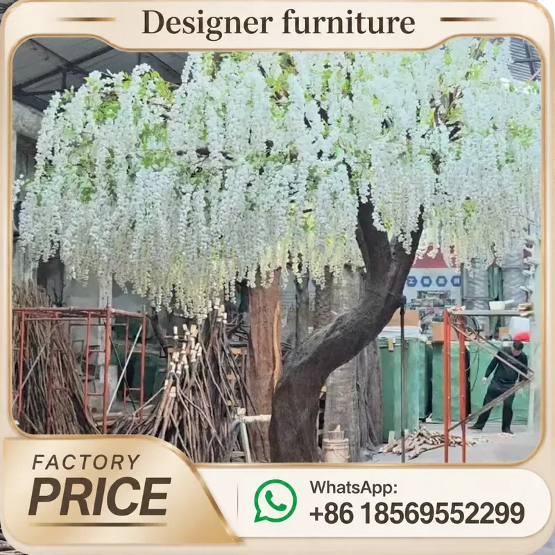 4m Artificial Wisteria Tree White Purple Fake Flower Silk Plant Elegant Decor For Indoor Outdoor Wedding Party Home Garden