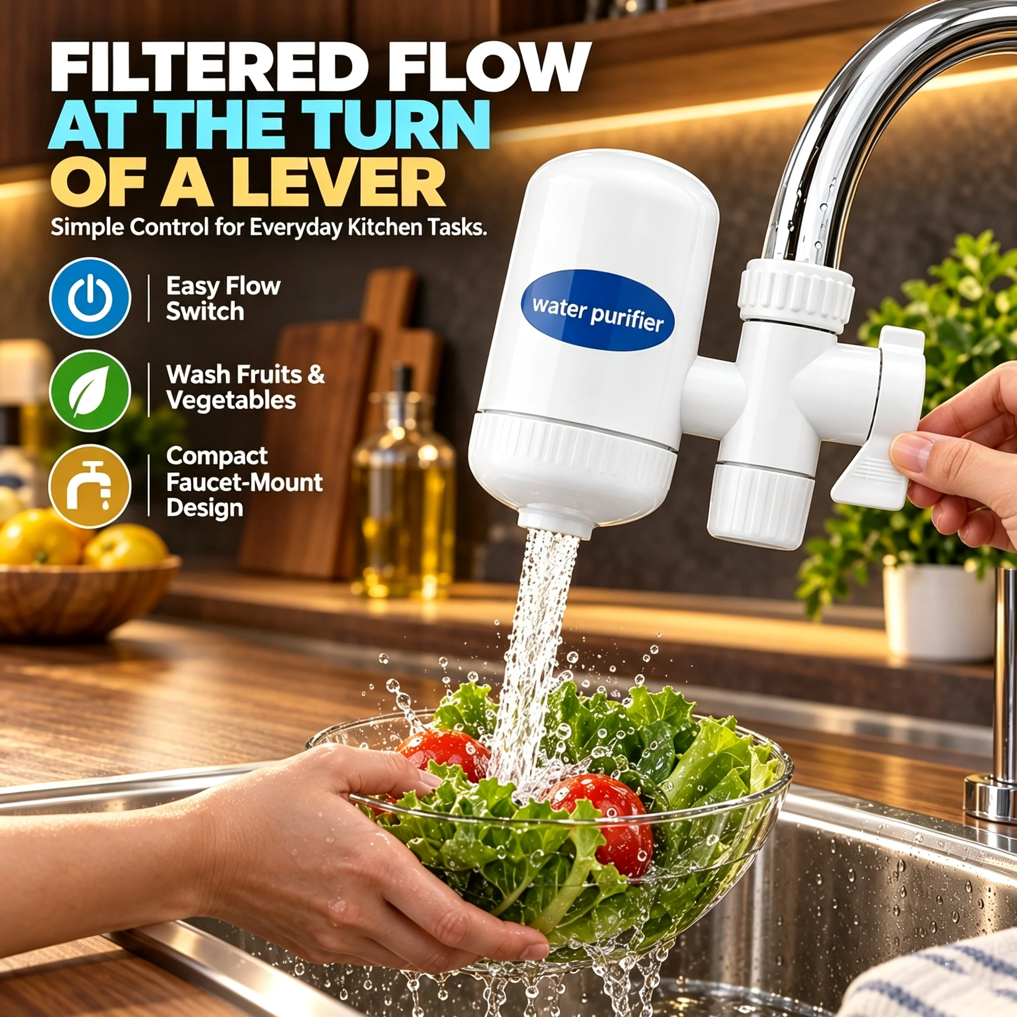 Household Faucet Water Purifier 5 Stage Filtration Tap Filter Washable Replaceable Filter Cartridge Kitchen Water Cleaner