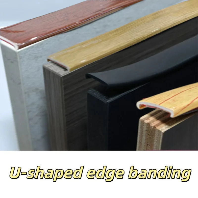 1Roll 5m/196.85inch U-Shape Edge Banding Self-Adhesive Edge,For Veneer Furniture Edging Trim Cabinet Table Repair Restoration