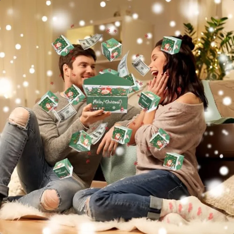 Surprise Gift Box Red Envelope Green Christmas 15 Bounces