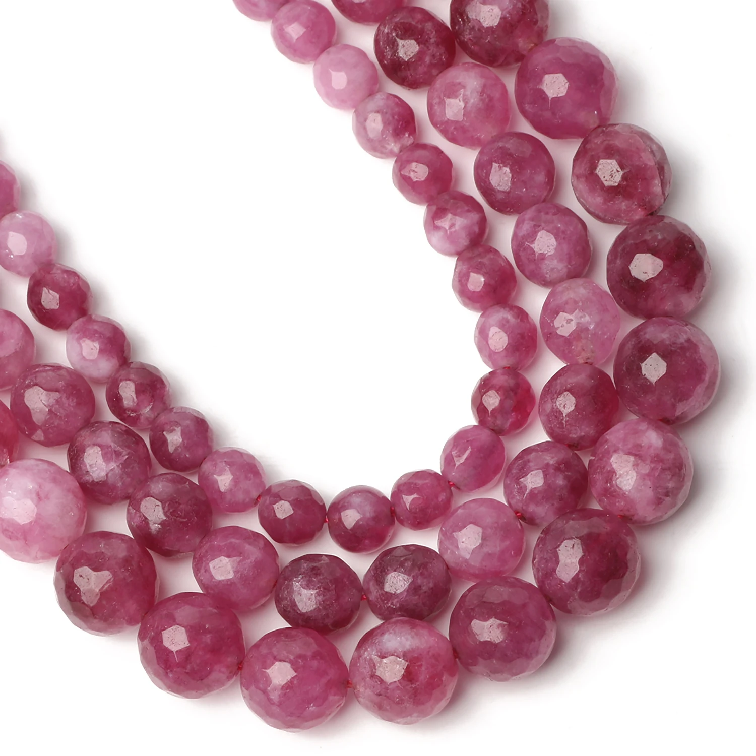 

15"6 8 10mm Natural Strawberry Quartz Jades Faceted Stones Beads Spacer Charms Handmade For Jewelry Making DIY Necklace Bracelet