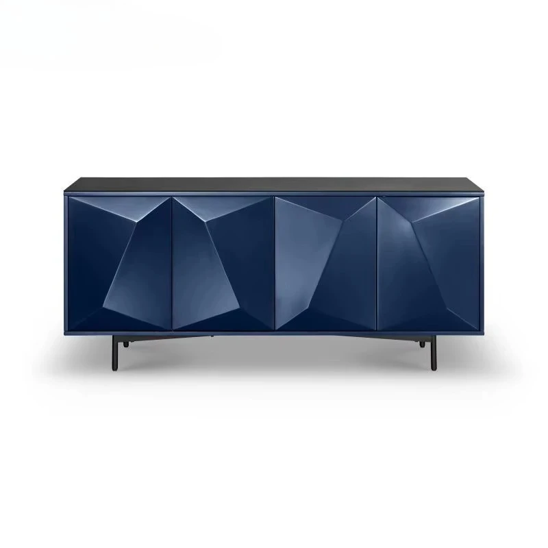 بوفيه طاولة طعام لوحة جانبية خزانة خشبية زرقاء 10 أثاث منزلي غرفة طعام خشبية، طراز صيني حديث #1