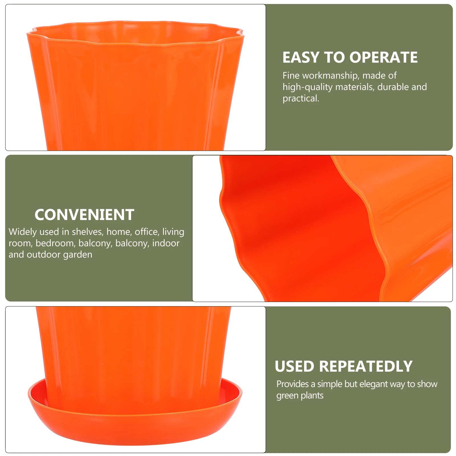 

Plastic Flower Pot Tray 2 Sets Succulent Planter Pots Plant Container Breathing Holes Wave Edge Garden Decor