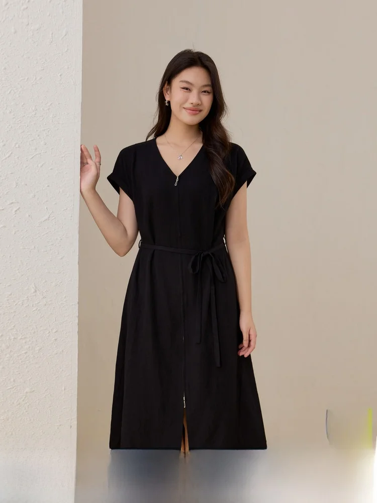 

Новинка! Женская длинная юбка А-силуэта с V-образным вырезом, двойной молнией и разрезом, больших размеров, в корейском стиле, для офиса и повседневной носки.