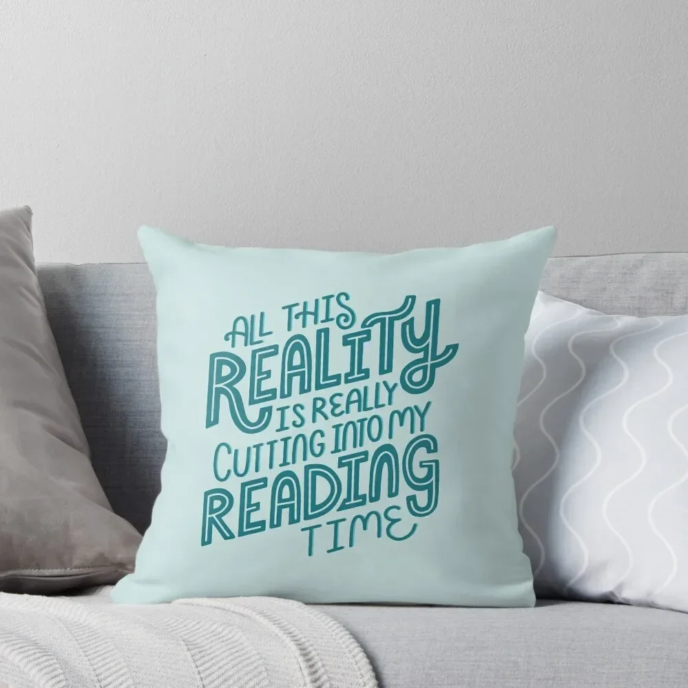 Reality Vs. Reading Book Nerd Quote Lettering Throw Pillow Sofa Cushion Cover Throw Pillow christmas pillow case