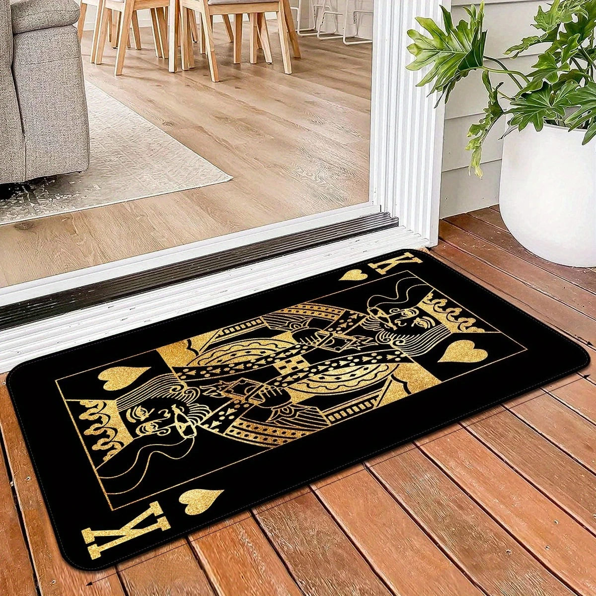 

1PC Poker K Pattern Kitchen Rug Non-Slip Door Mats Pop design Bathroom Rug Bath Mat Carpet for Home Sink Laundry Decor
