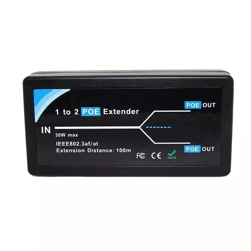 1 In 2 Out 10/100Mbps Poe Extender/Splitter Transmit 100Meter/328ft Over Utp Kabel