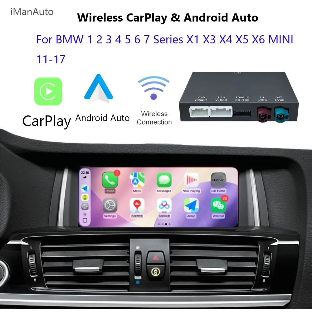 

Беспроводной модуль CarPlay для BMW 3 5 7 X1 X3 X4 X5 X6 CIC System E60 F10 F11 F07 F01 E84 F25 F26 E70 E71 Автокамера Andorid