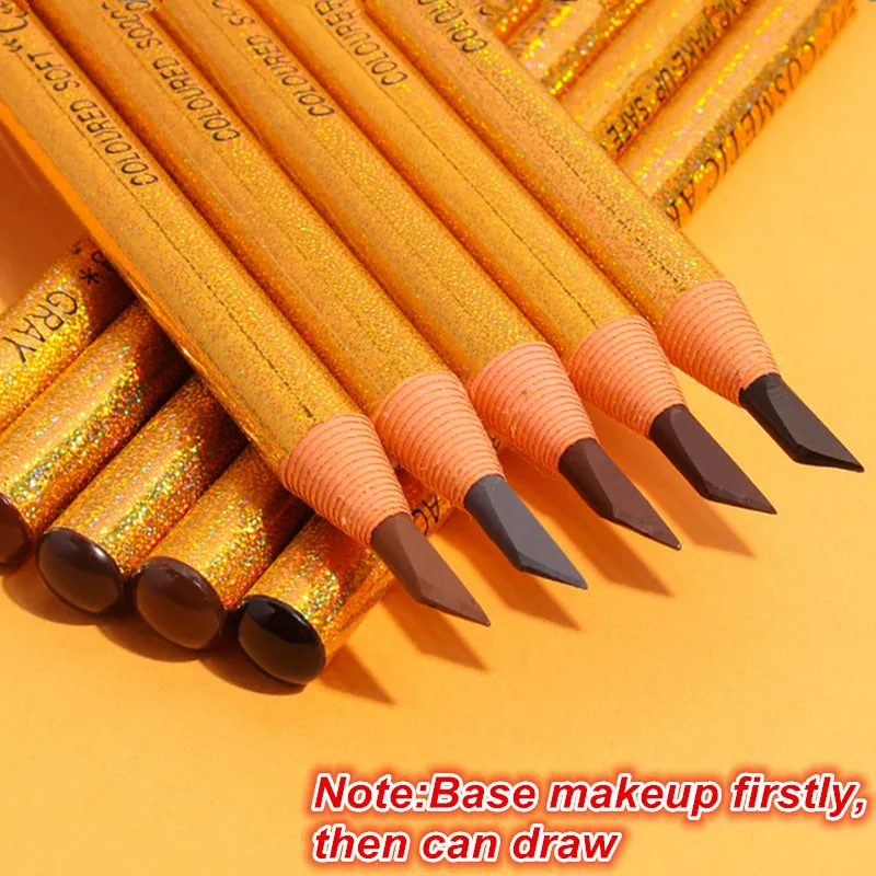 12pcs Eyebrow Pencil Cosmetic Draw Line Pen  Eyeshadow  Natural Long-Lasting Brows Tint Waterproof Eye Brow Definer Beauty