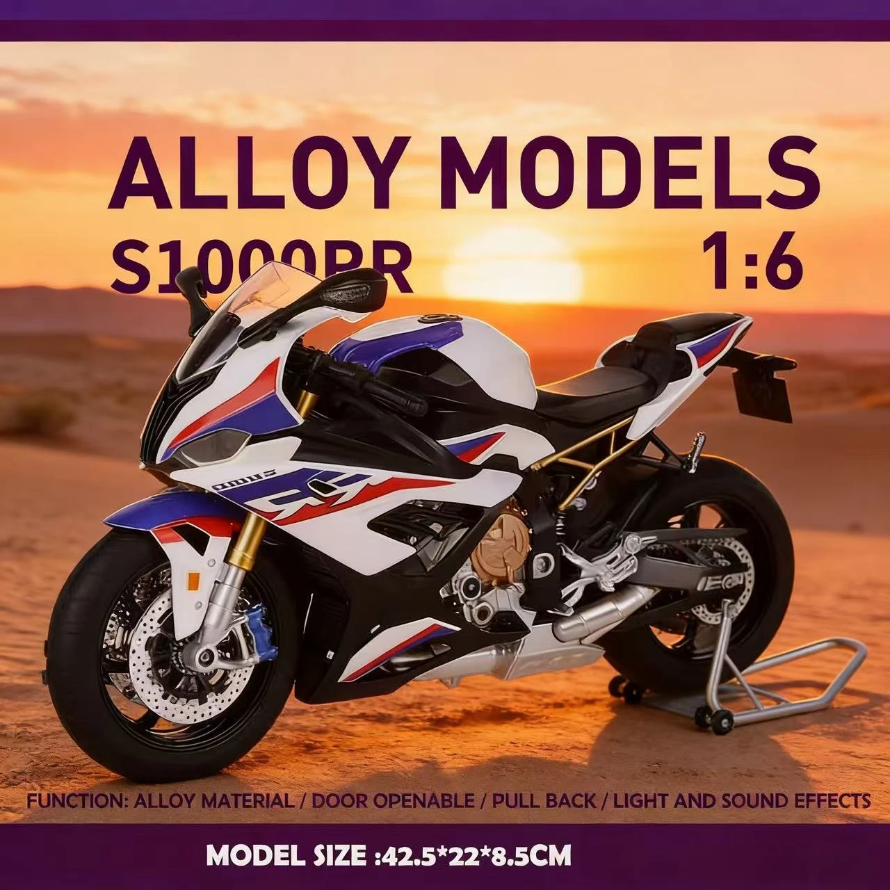 

НОВАЯ модель большого размера 2025, 1:6, подходящая для мотоцикла BMW S1000RR из искусственного сплава, детский подарок на день рождения, коллекционный дисплей
