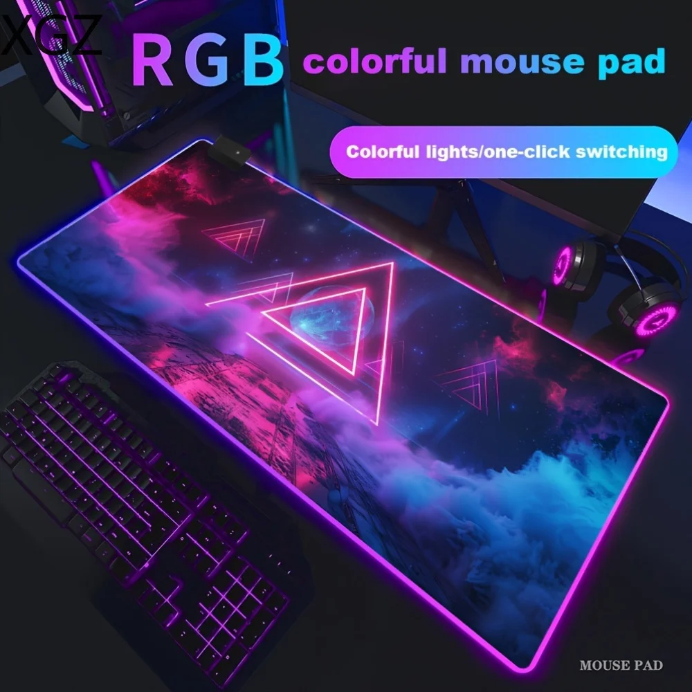 RGB 12 kinds of LED light gaming mouse pad large table pad suitable for players gaming e-sports anti-slip computer accessories