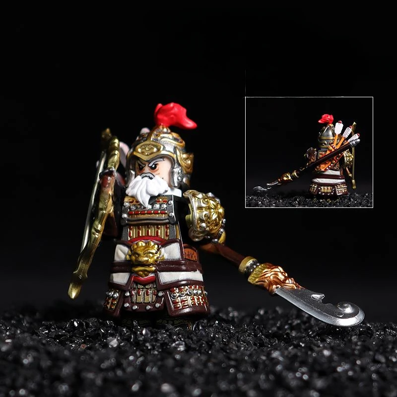 MOC Three Kingdoms Ancient Sun Quan Huang Zhong Guan Yu Zhang Fei Armor Version Soldier Building Blocks Human Doll Toy