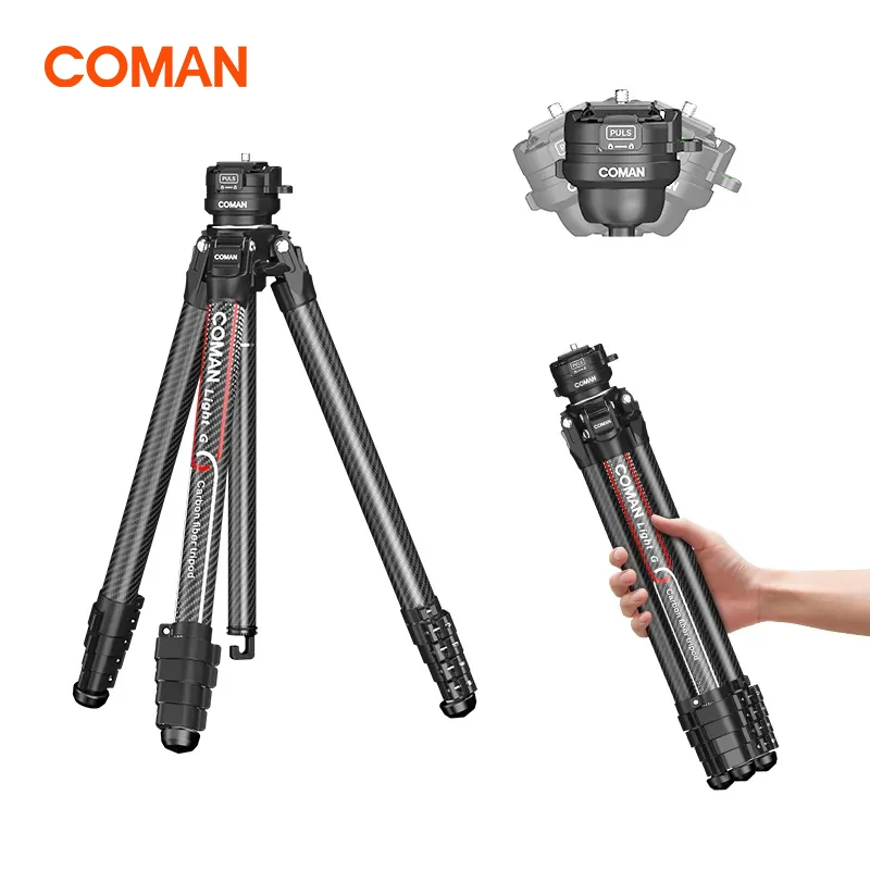 

COMAN Light G Series Carbon Fiber Tripod Quick Arca Swiss Plate Ball Head Travel Tripod For Outdoor DSLR Camera Tripod Monopod