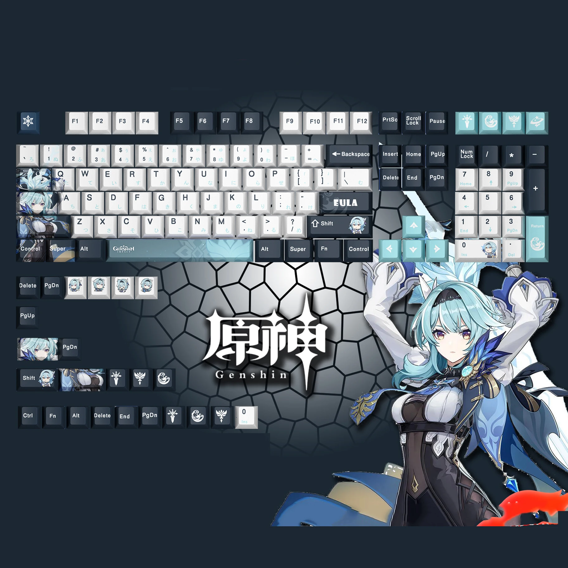 Genshin Impact Gaming Keycaps 128Keys Pbt Materiaal Cherry Profiel Gepersonaliseerde Keycap Cherry Voor Mx Schakelaar Mechanische Toetsenbord