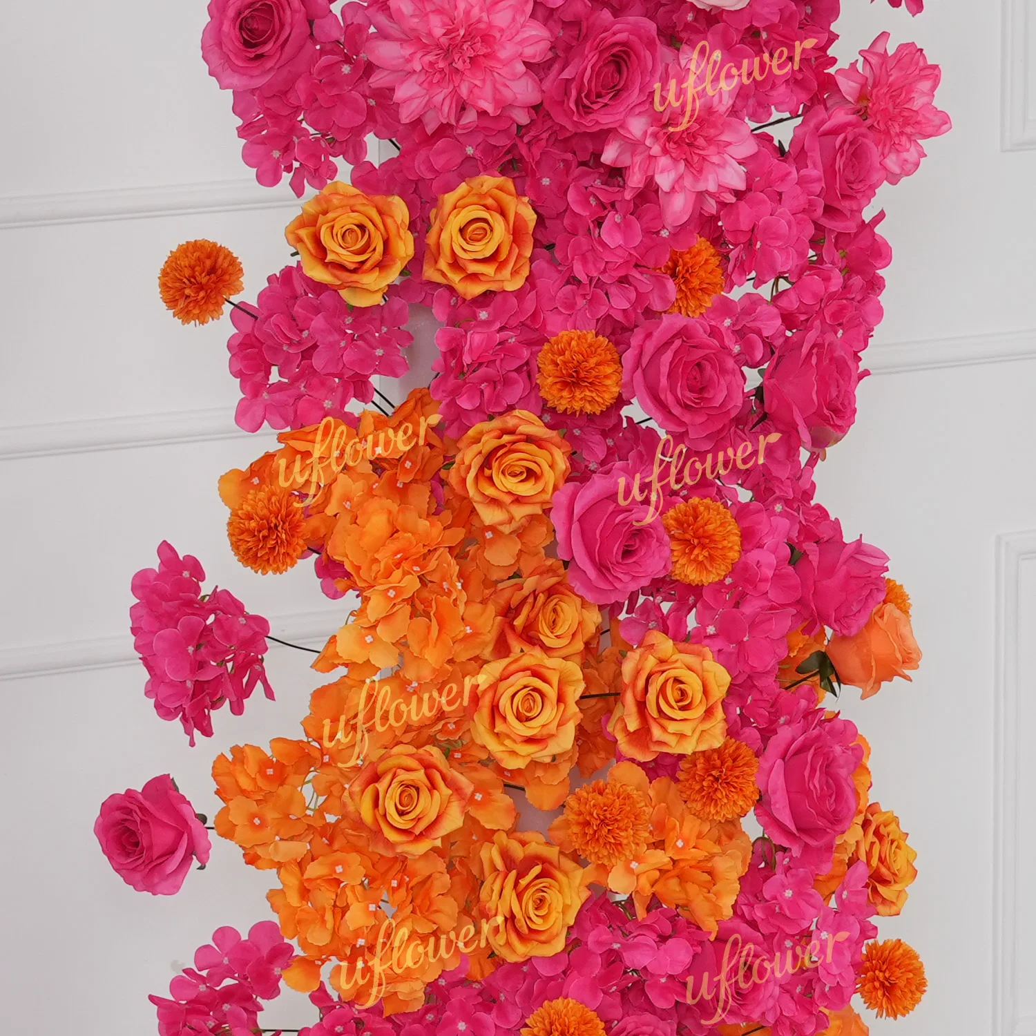 Uflower 핫핑크 오렌지 장미 인공 꽃 웨딩 장식  - Wedding Arch Flower 리뷰 및 가격