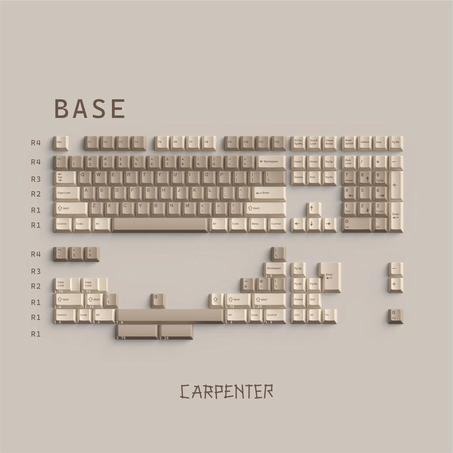 

Carpenter PBT Sublimation, Original Height 68 980 75 87 Keycaps