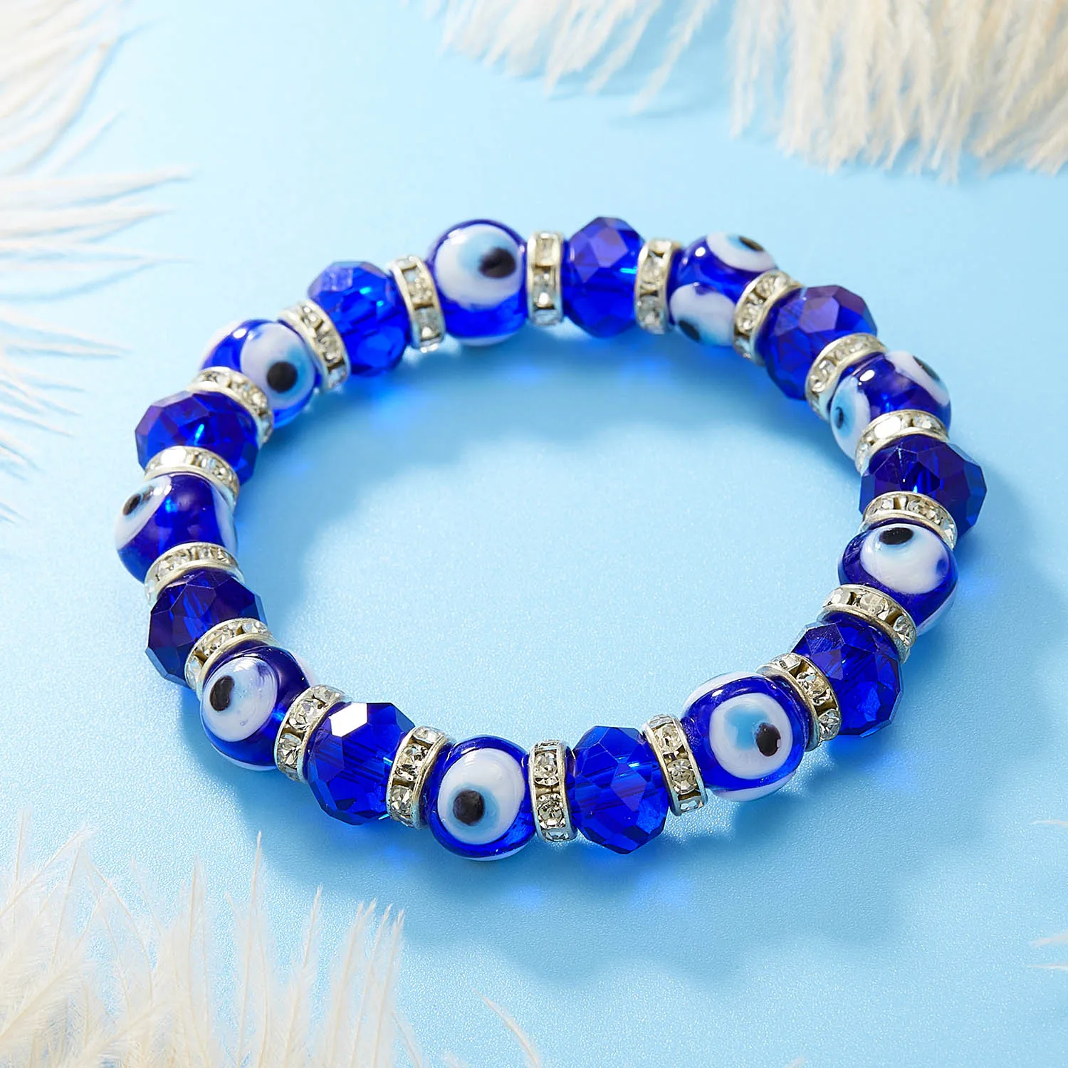 خرز تميمة الشر سوار بحليات العين الزرقاء للنساء زوجين محظوظ الفيل فراشة النخيل المجوهرات التركية كريستال الصداقة حبل سلسلة هدايا